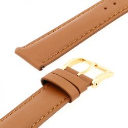 Bracelet cuir vachette satinée new york 18/16mm cognac couture t/t doublure vachette nubuck  anse d'clic - bracelets - edora - 2