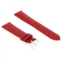 Bracelet cuir vachette satinée new york 18/16mm rouge couture t/t doublure vachette nubuck  anse d'clic - bracelets - edora - 1