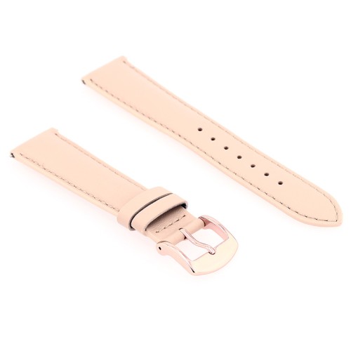 Bracelet Cuir Vachette satinée NEW YORK 18/16mm Rose poudré Couture T/T Doublure Vachette nubuckAnse D'Clic