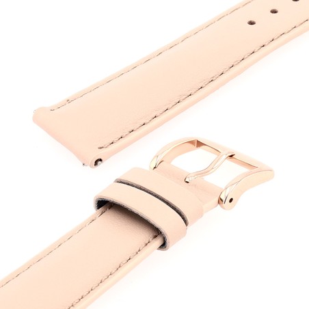 Bracelet cuir vachette satinée new york 18/16mm rose poudré couture t/t doublure vachette nubuck  anse d'clic – bracelets montre