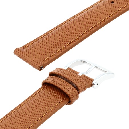 Bracelet cuir vachette grain saffiano soho 18/16mm cognac couture t/t  doublure vachette nubuck  anse d'clic – bracelets montre
