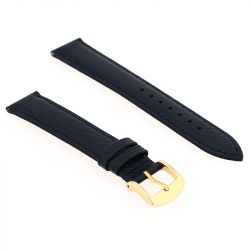 Bracelet cuir vachette grain saffiano soho 18/16mm marine couture t/t  doublure vachette nubuck  anse d'clic - bracelets - edora - 1