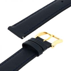 Bracelet cuir vachette grain saffiano soho 18/16mm marine couture t/t  doublure vachette nubuck  anse d'clic - bracelets - edora - 2