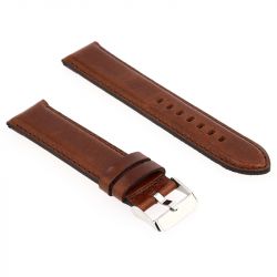 Bracelet cuir vachette pull up idaho 20/20mm vison couture t/t doublure vachette nubuck anse d'clic - bracelets - edora - 1