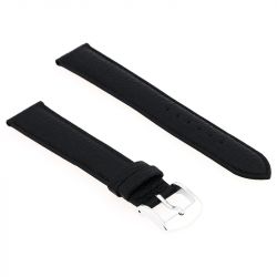 Bracelet cuir buffle mat buffalo 18/16mm noir couture t/t doublure vachette logos - bracelets - edora - 1