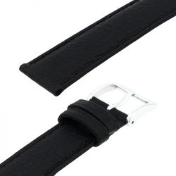 Bracelet cuir buffle mat buffalo 18/16mm noir couture t/t doublure vachette logos - bracelets - edora - 2