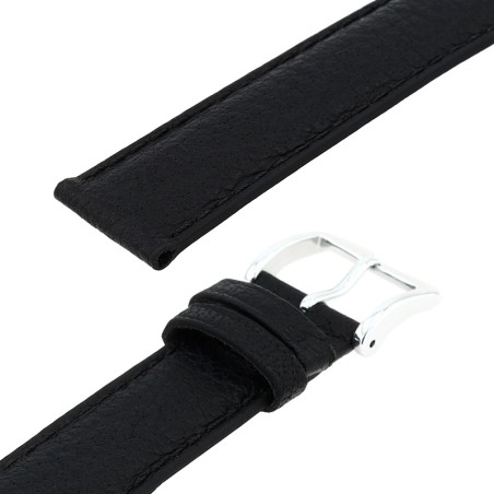 Bracelet cuir buffle mat buffalo 18/16mm noir couture t/t doublure vachette logos – bracelets montre