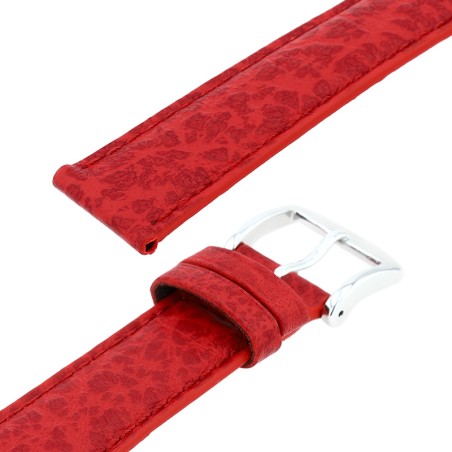 Bracelet cuir buffle mat buffalo 18/16mm rouge couture t/t doublure vachette logos – bracelets montre