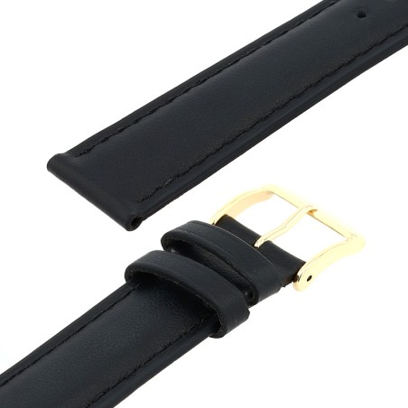 Bracelet cuir vachette satinée miam118/16mm noir couture t/t doublure vachette nubuck – bracelets montre