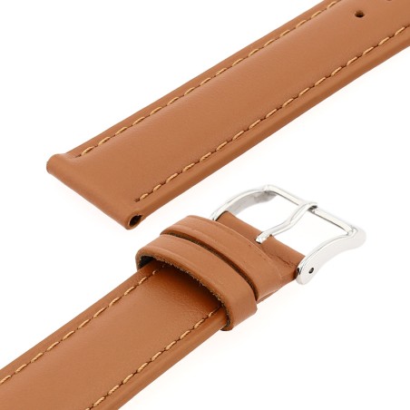 Bracelet cuir vachette satinée miam118/16mm cognac couture t/t doublure vachette nubuck – bracelets montre