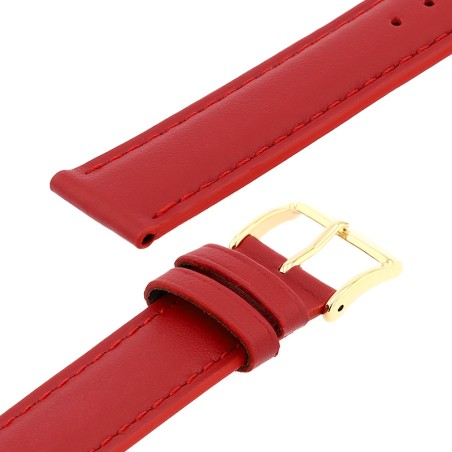 Bracelet cuir vachette satinée miami 18/16mm rouge couture t/t doublure vachette nubuck – bracelets montre