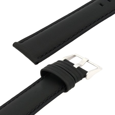 Bracelet cuir vachette mat missouri 20/18mm noir couture t/t doublure veau déperlant – bracelets montre