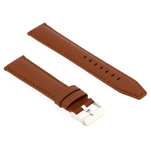 Bracelet Cuir Vachette Mat MISSOURI 20/18mm Vison Couture T/T Doublure Veau déperlant