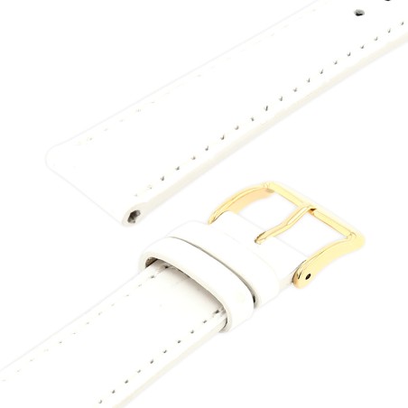 Bracelet cuir veau grain alligator satiné écaille carrée charleston 18/16mm blanc couture t/t doublure vachette nubuck – bracelets montre