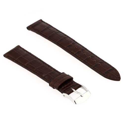 Bracelet Cuir Veau grain alligator Satiné écaille carrée CHARLESTON 18/16mm Vison Couture T/T Doublure Vachette nubuck