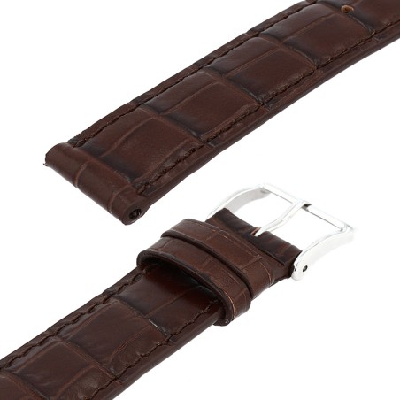 Bracelet cuir veau grain alligator satiné écaille carrée charleston 18/16mm vison couture t/t doublure vachette nubuck – bracelets montre