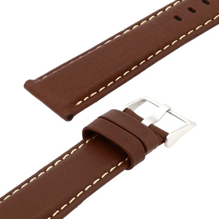 Bracelet cuir taureau mat aviator 20/18mm vison couture sellier ecru doublure veau déperlant – bracelets montre