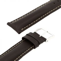 Bracelet cuir veau déperlant mat ibiza 20/18mm vison couture ecru - bracelets - edora - 2