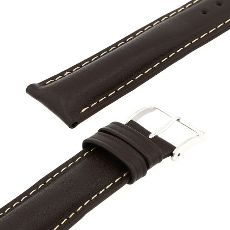 Bracelet cuir veau déperlant mat ibiza 20/18mm vison couture ecru – bracelets montre