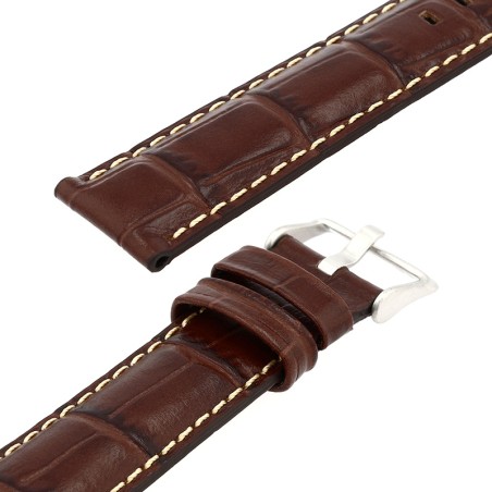 Bracelet cuir veau grain alligator mat écaille carrée indiana 20/18mm vison couture sellier ecru doublure veau déperlant – bracelets montre