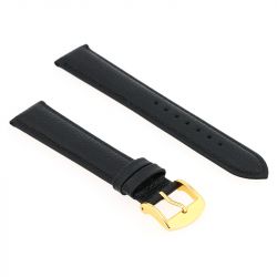 Bracelet cuir veau grainé mat boston 18/16mm noir couture t/t doublure vachette nubuck - bracelets - edora - 1