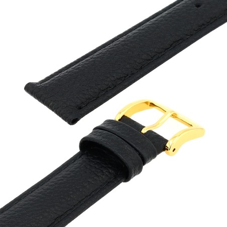 Bracelet cuir veau grainé mat boston 18/16mm noir couture t/t doublure vachette nubuck – bracelets montre