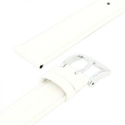 Bracelet cuir veau grainé mat boston 18/16mm blanc couture t/t doublure vachette nubuck - bracelets - edora - 2