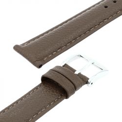 Bracelet cuir veau grainé mat boston 18/16mm taupe couture t/t doublure vachette nubuck - bracelets - edora - 2