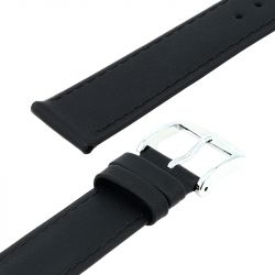 Bracelet cuir veau box leeds 18/16mm noir couture t/t doublure vachette nubuck - bracelets - edora - 2