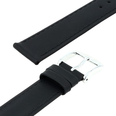 Bracelet cuir veau box leeds 18/16mm noir couture t/t doublure vachette nubuck – bracelets montre