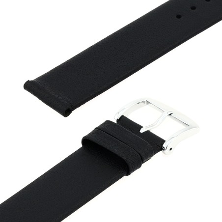 Bracelet cuir agneau lisse trendy 18/18mm noir sans couture doublure agneau – bracelets montre