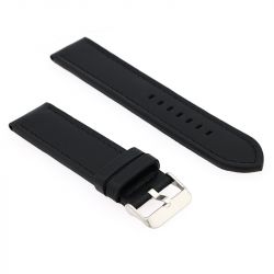 Bracelet cuir agneau mat tasman 22/22mm noir couture t/t doublure agneau noir - bracelets - edora - 1