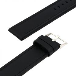 Bracelet cuir agneau mat tasman 22/22mm noir couture t/t doublure agneau noir - bracelets - edora - 2