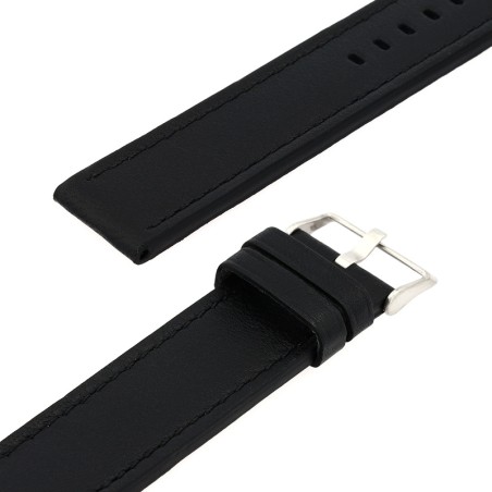 Bracelet cuir agneau mat tasman 22/22mm noir couture t/t doublure agneau noir – bracelets montre