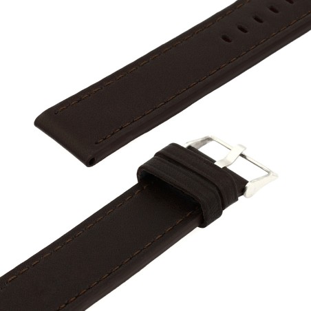 Bracelet cuir agneau mat tasman 22/22mm vison couture t/t doublure agneau noir – bracelets montre