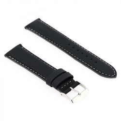 Bracelet cuir veau déperlant mat neptune 20/18mm noir couture/tranche gris doublure veau déperlant - bracelets - edora - 1