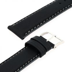 Bracelet cuir veau déperlant mat neptune 20/18mm noir couture/tranche gris doublure veau déperlant - bracelets - edora - 2