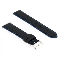 Bracelet cuir veau déperlant mat neptune 20/18mm noir couture/tranche marine doublure veau déperlant - bracelets - edora - 1