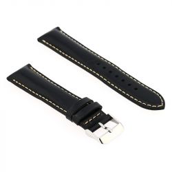 Bracelet cuir vachette pull up mat colorado 20/18mm noir couture - bracelets - edora - 1