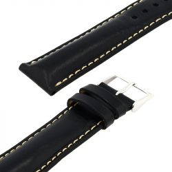 Bracelet cuir vachette pull up mat colorado 20/18mm noir couture - bracelets - edora - 2