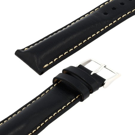 Bracelet cuir vachette pull up mat colorado 20/18mm noir couture – bracelets montre