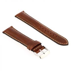 Bracelet cuir vachette pull up mat colorado 20/18mm vison couture ecru doublure vachette nubuck - bracelets - edora - 1