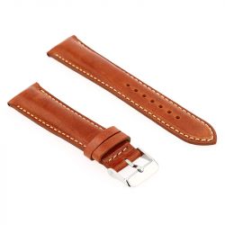 Bracelet cuir vachette pull up mat colorado 20/18mm cognac couture ecru doublure vachette nubuck - bracelets - edora - 1