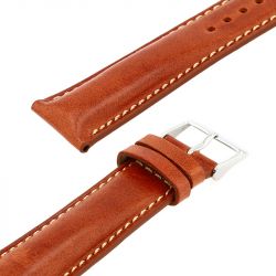 Bracelet cuir vachette pull up mat colorado 20/18mm cognac couture ecru doublure vachette nubuck - bracelets - edora - 2