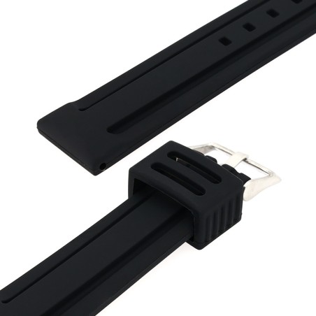 Bracelet silicone mali bu 20/18mm noir sans couture – bracelets montre