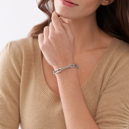 Bracelet femme chaine fossil heritage d-link acier argenté jf04502040 – bracelets femme
