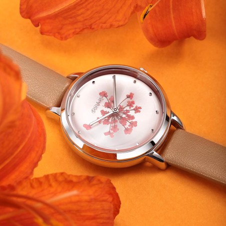 Montre femme oui&amp;me fleurette cuir marron me010248 – montres femme