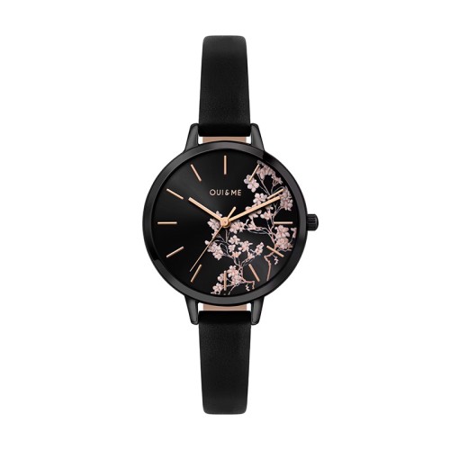 Montre Femme OUI&ME FLEURETTE Cuir Noir ME010257