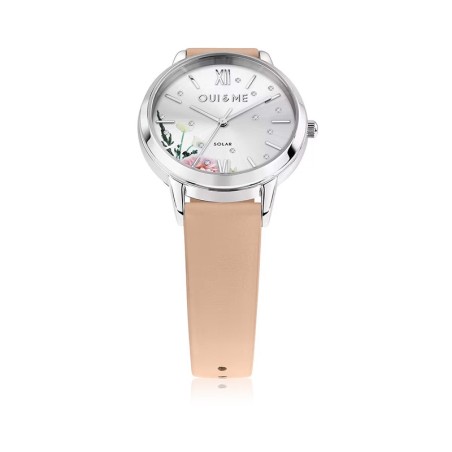 Montre coffret femme solaire oui&amp;me cuir rose et acier argenté me010373 – montres femme