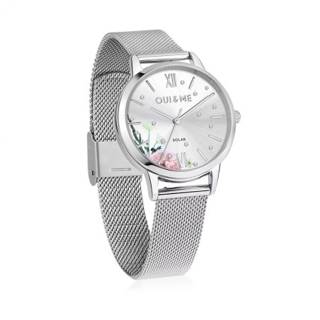 Montre coffret femme solaire oui&amp;me cuir rose et acier argenté me010373 – montres femme